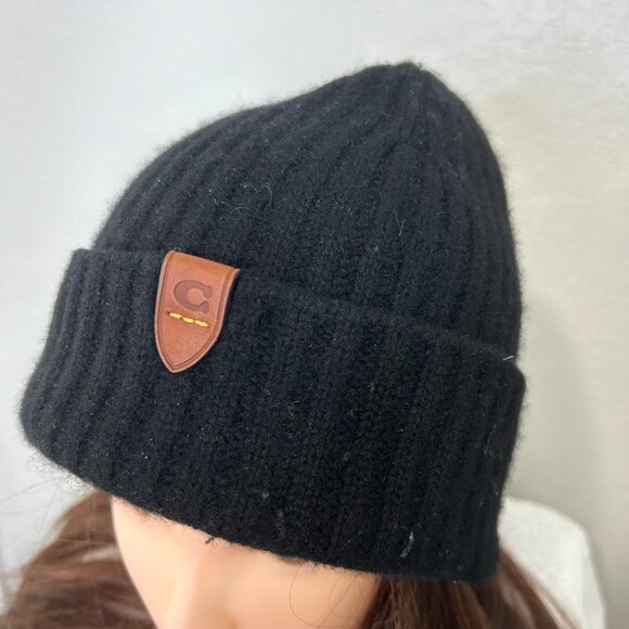 Never Worn Black COACH 100% Cashmere Beanie (Unisex OS) SKU 154 - Picture 4 of 5